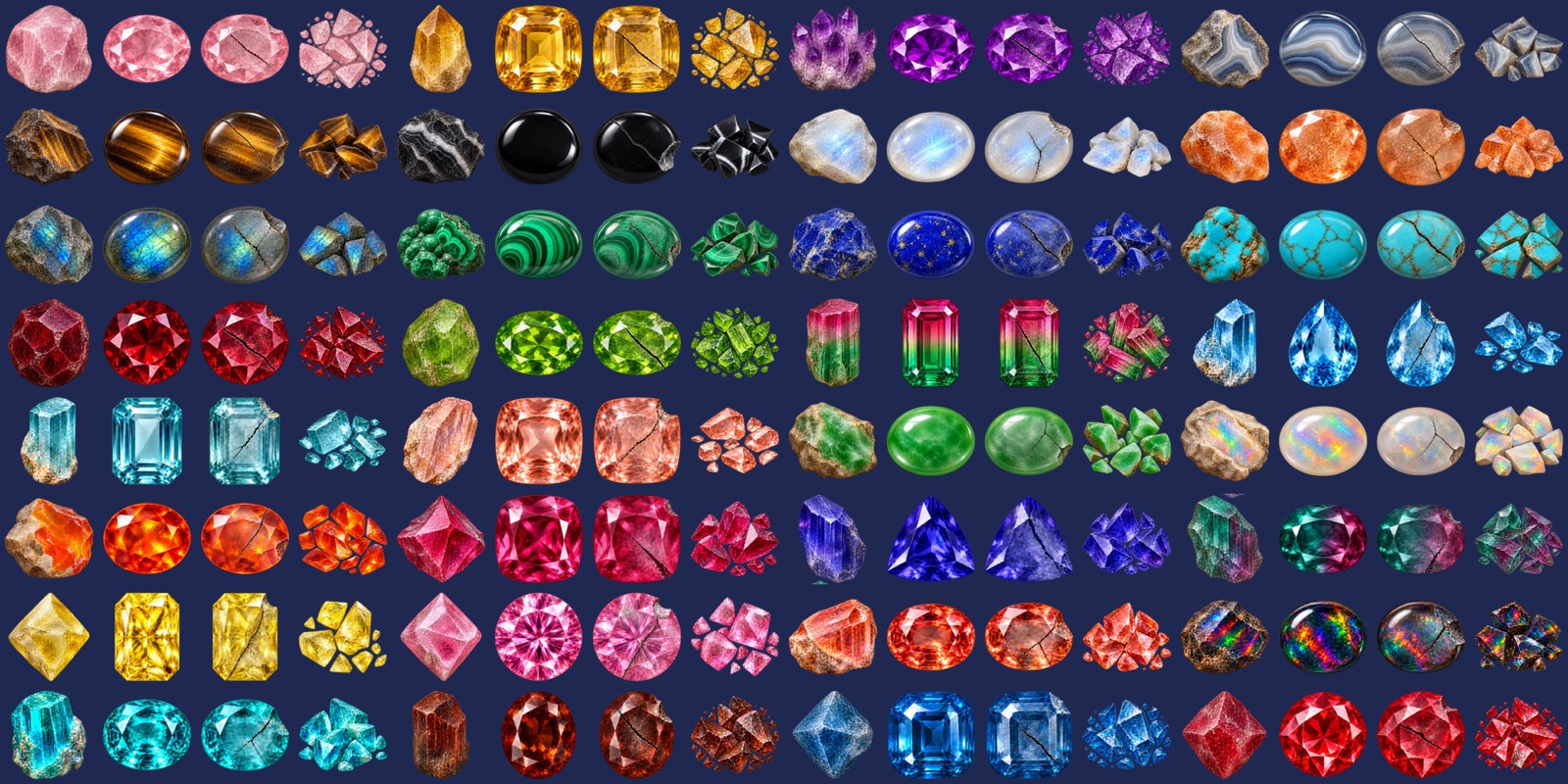 Overview of gem collections across 12 tiers